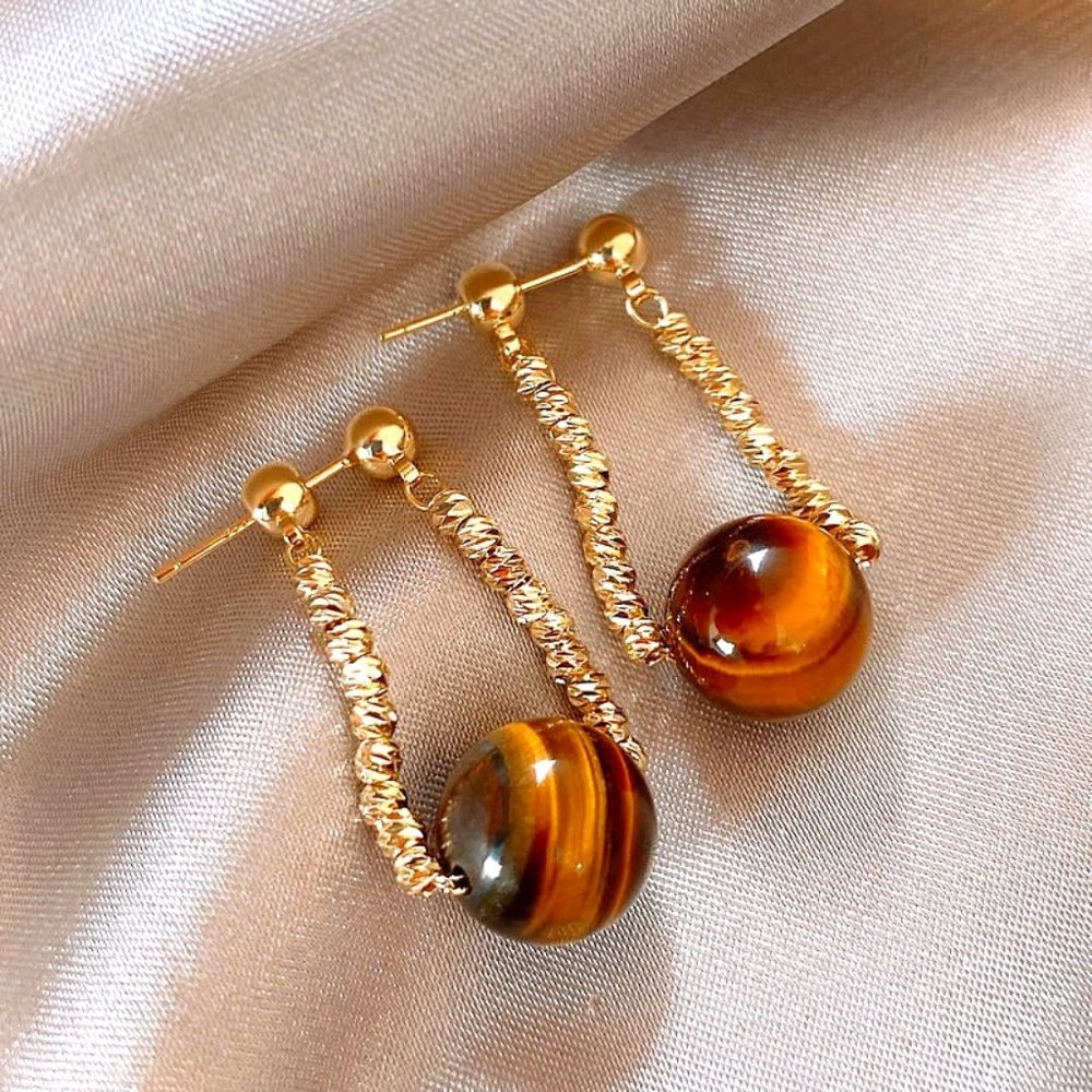 GOLICC Tiger Eye Stone Earrings